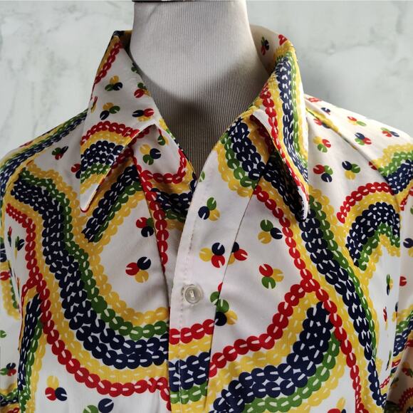 Vintage 70s Lily Dache Rainbow Print Disco Top Oversized XL–2X Pride Style - Picture 6 of 13